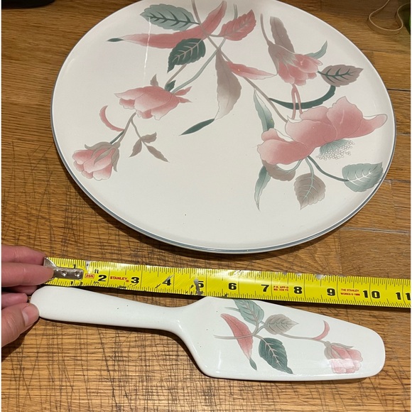 Mikasa Ceramic Cake Plate Server Set Silk Flowers Pattern - Picture 4 of 5